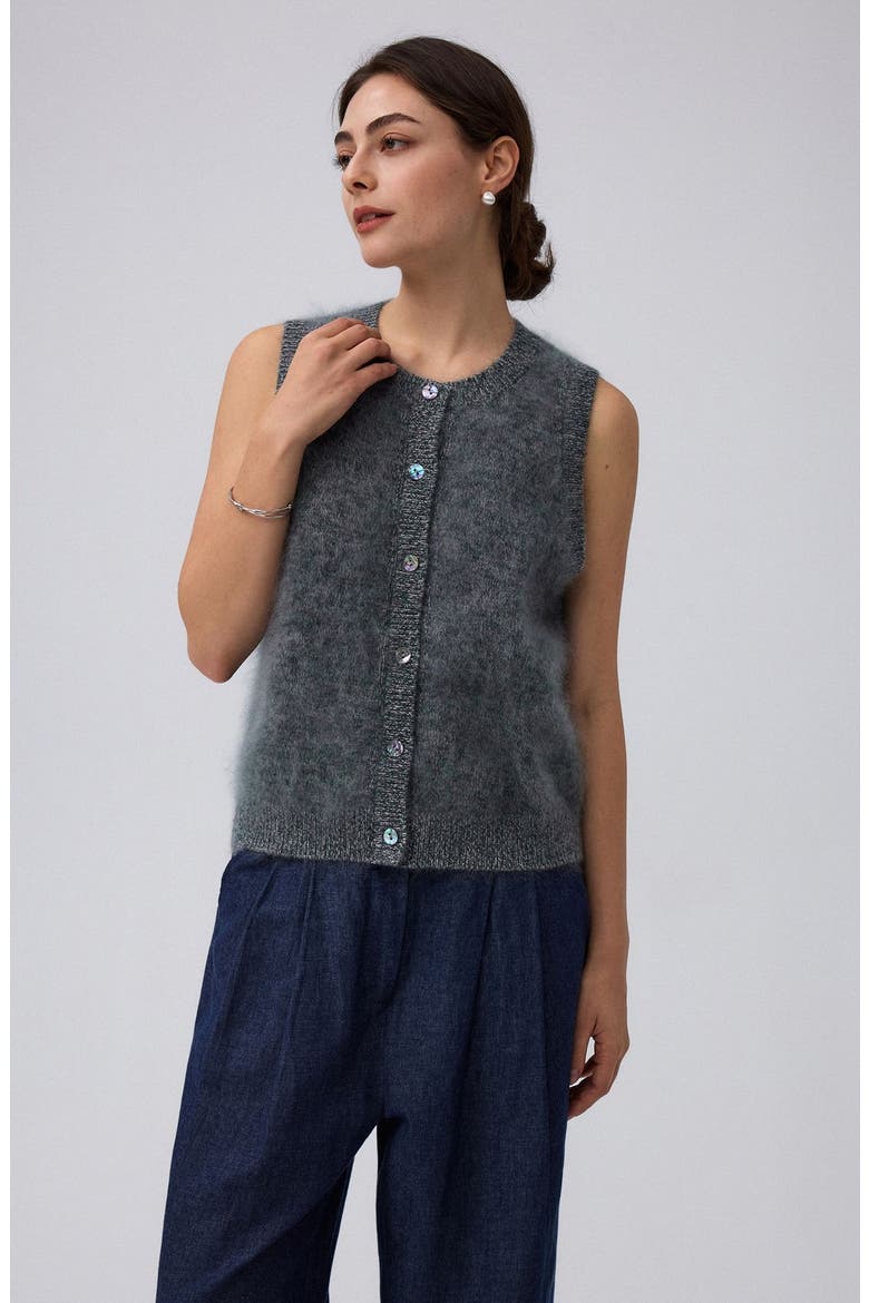 Brushed Wool-Blend Vest, Alternate, color, Forest Multi
