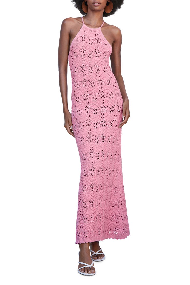 Open Knit Dress, Main, color, PASTEL PINK