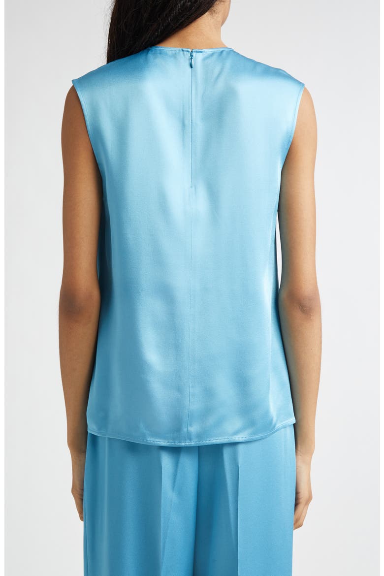 Sleeveless Crepe Back Satin Top, Alternate, color, STEEL BLUE
