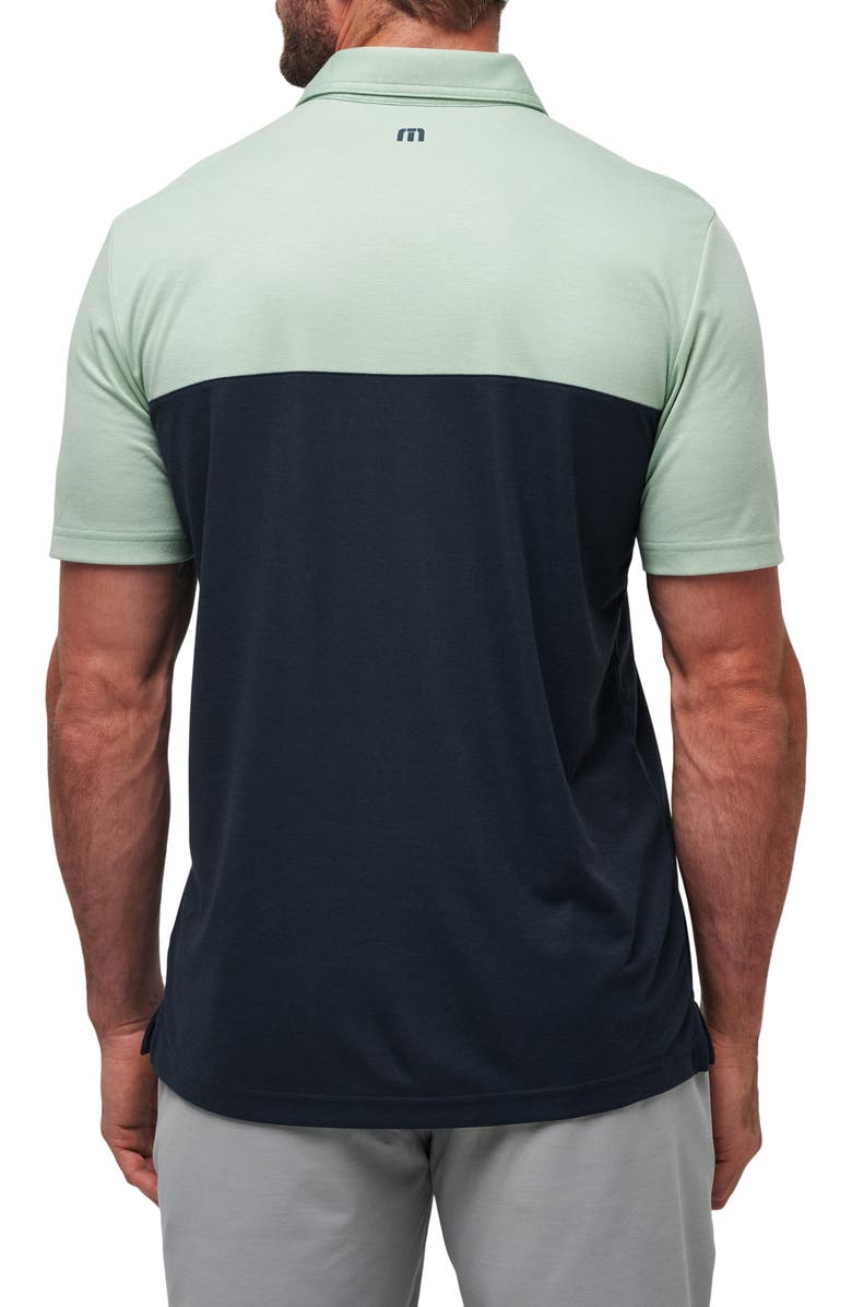 TravisMathew Rustic Route Colorblock Polo, Alternate, color, Jadeite