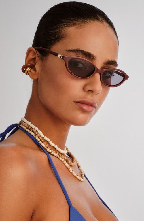 Le Specs Duskfall 55mm Oval Sunglasses In Burgundy