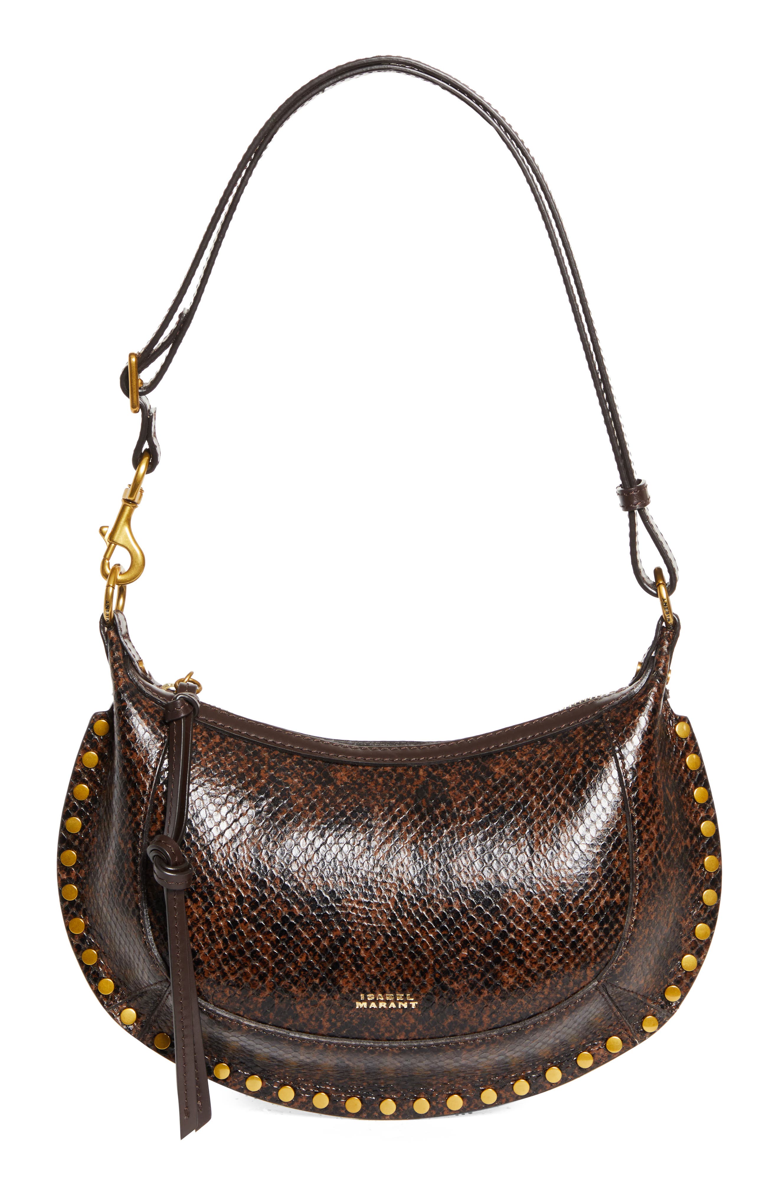 Oskan Moon Studded Leather Hobo Bag, Main, color, MOCHA