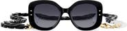 Carolina Herrera 53mm Gradient Rectangular Sunglasses with Removable Chain