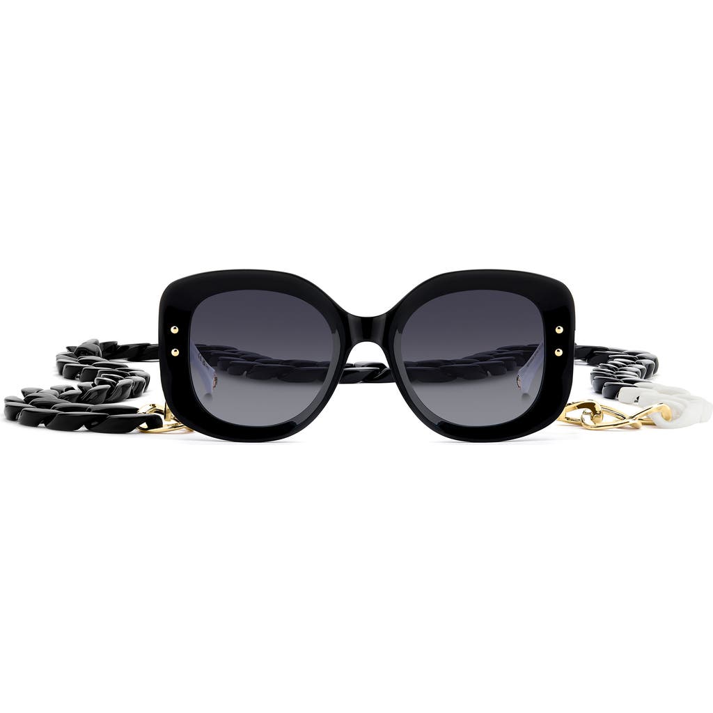 Carolina Herrera 53mm Gradient Rectangular Sunglasses With Removable Chain