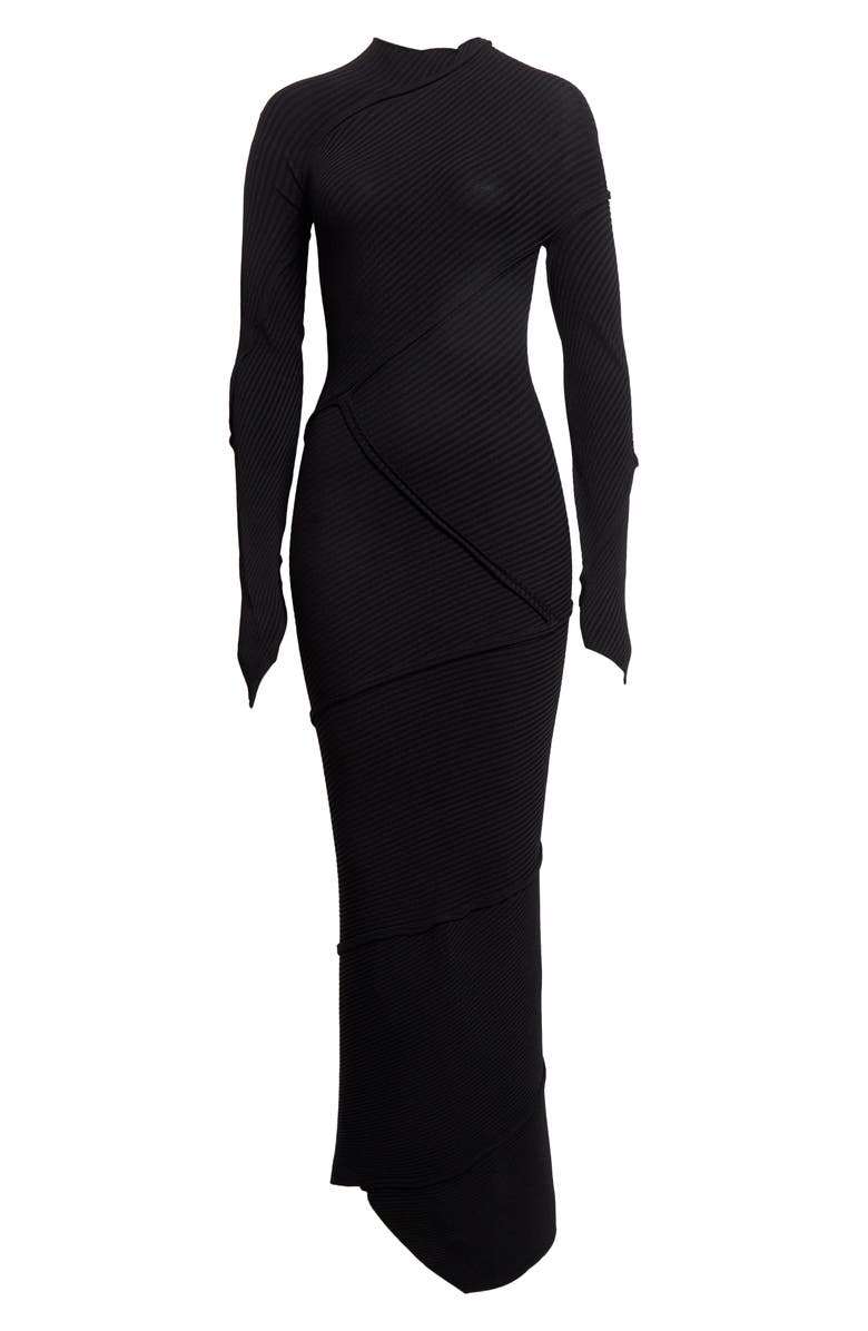Balenciaga Long Sleeve Spiral Rib Sweater Dress, Alternate, color, 