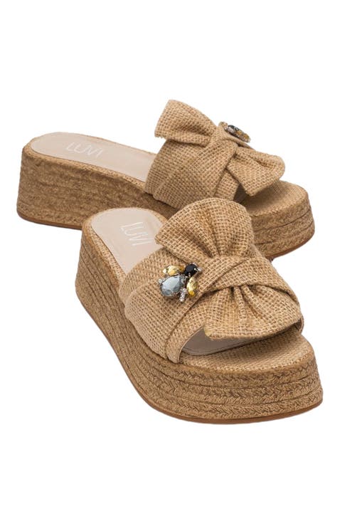 Shara Braided Bow 
Bee Buckle Platform Sandal