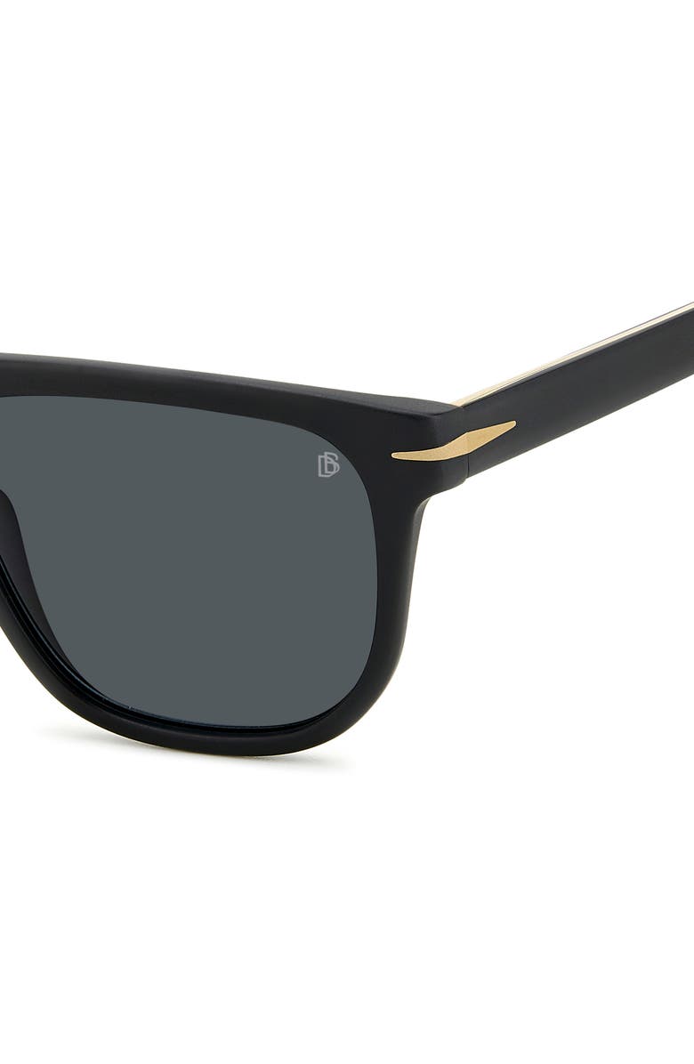 David Beckham Eyewear 56mm Square Sunglasses, Alternate, color, Matte Black Gold