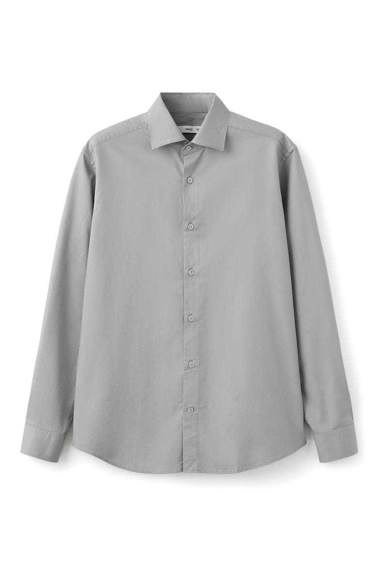 Slim Fit Cotton & Lyocell Button-Up Shirt, Alternate, color, GREY