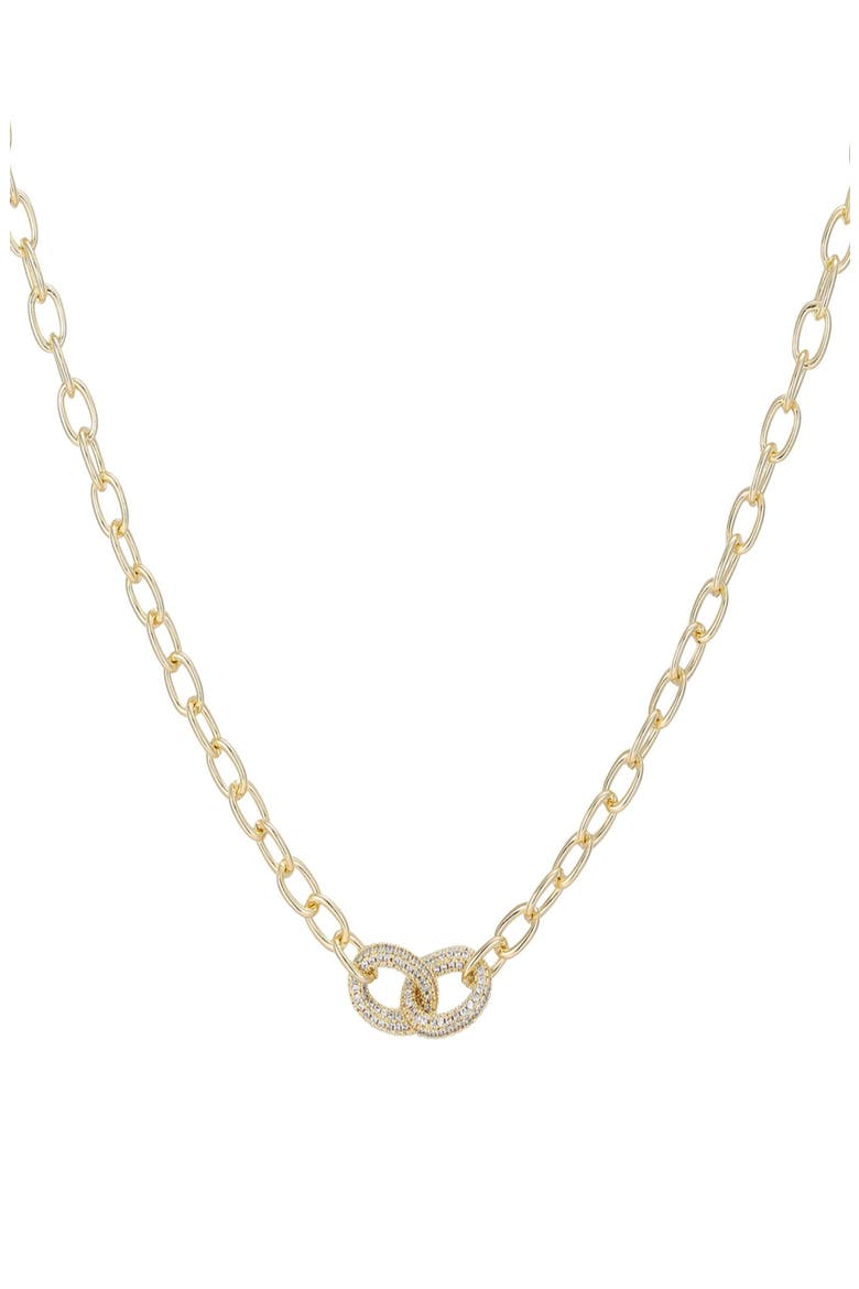 Pavé Cubic Zirconia Links Pendant Necklace, Main, color, GOLD