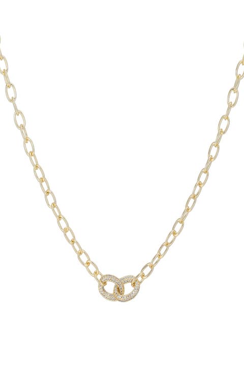 Pavé Cubic Zirconia Links Pendant Necklace