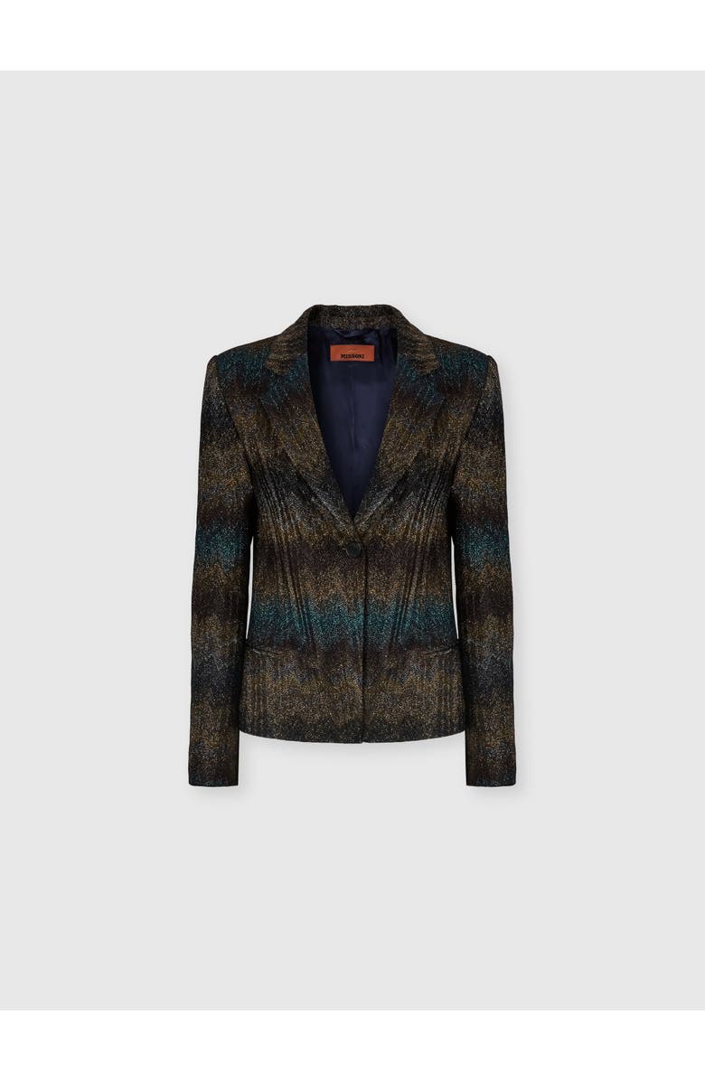 Missoni Slim Blazer In Viscose Lamé Snake Motif, Main, color, Blue