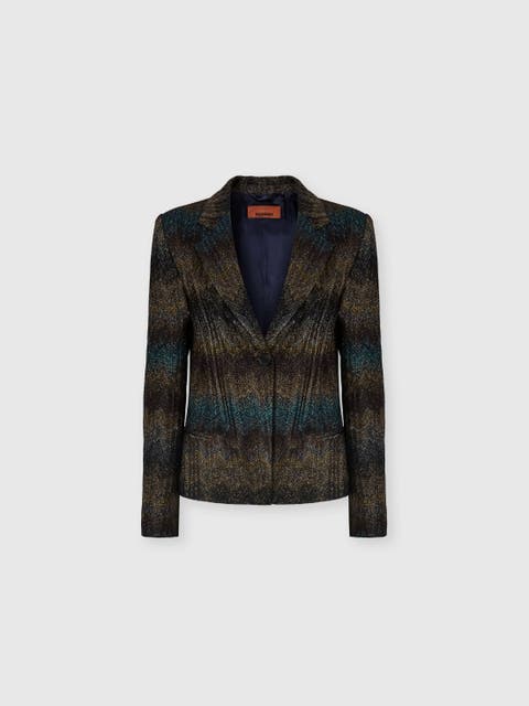 Slim Blazer In Viscose Lamé Snake Motif