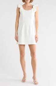 French Connection Whisper Ruffle Shoulder Shift Dress