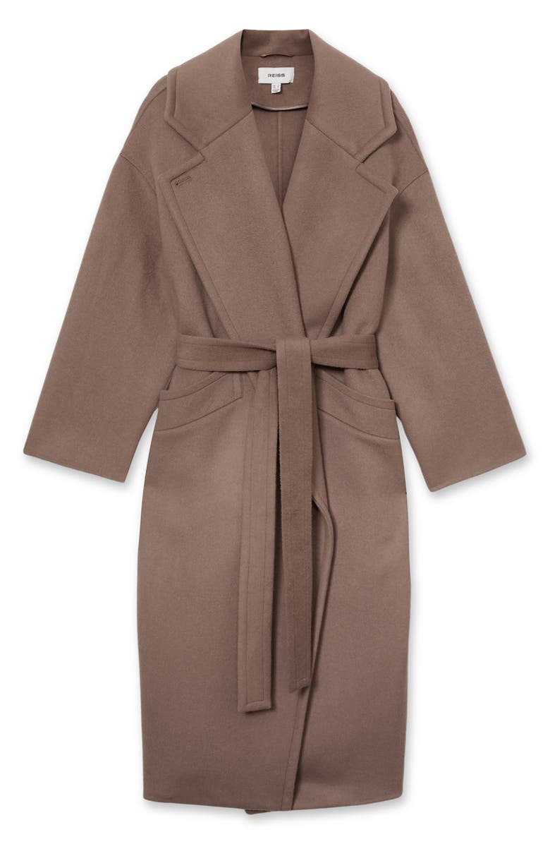 Reiss Bridget Belted Wool Blend Coat, Alternate, color, 