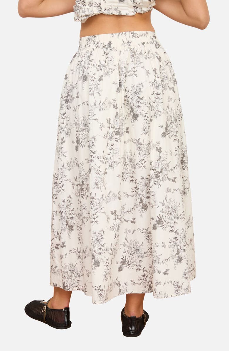 Blu Pepper Floral Toile Pleated Midi Skirt, Alternate, color, Black Multi