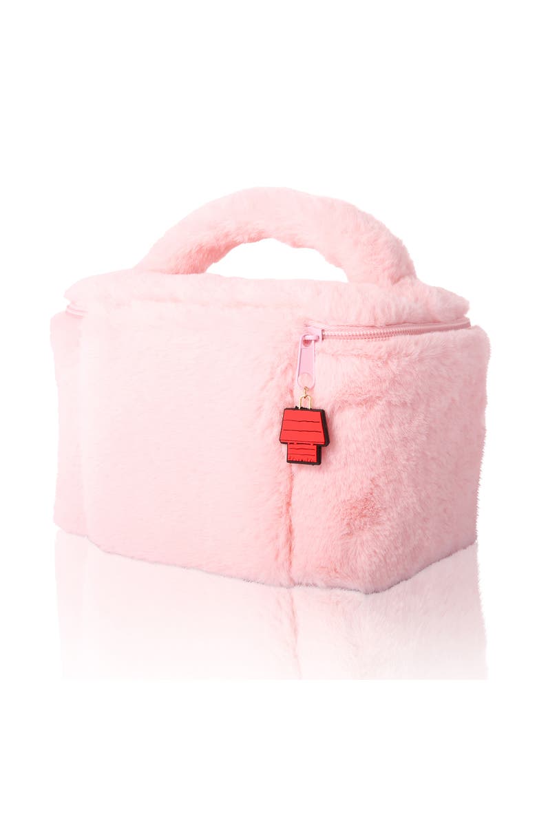 PEANUTS Snoopy Fluffy Cosmetic Bag for Travel, Alternate, color, Pink