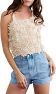 CIEBON Fabienne Flower Appliqué Crop Tank