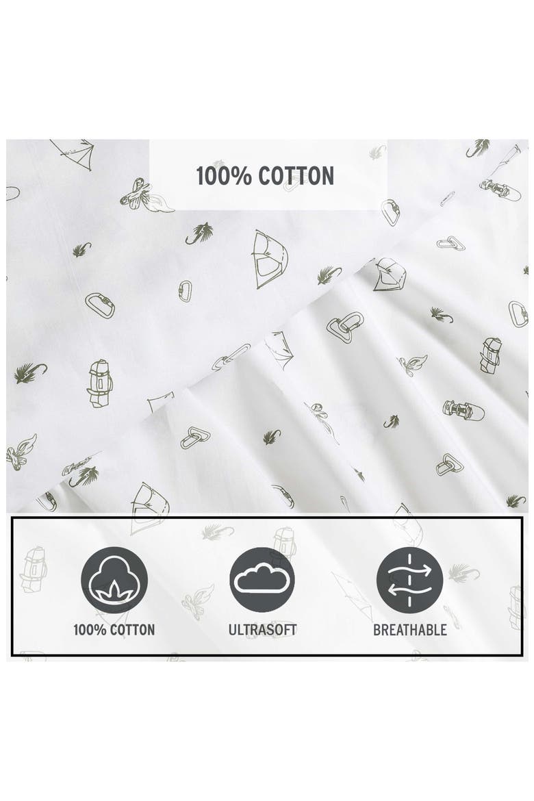 Camp 200 Thread Count Cotton Percale Twin Sheet Set, Alternate, color, DARK GREEN