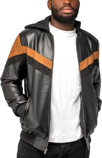 Hooded Faux Leather Jacket