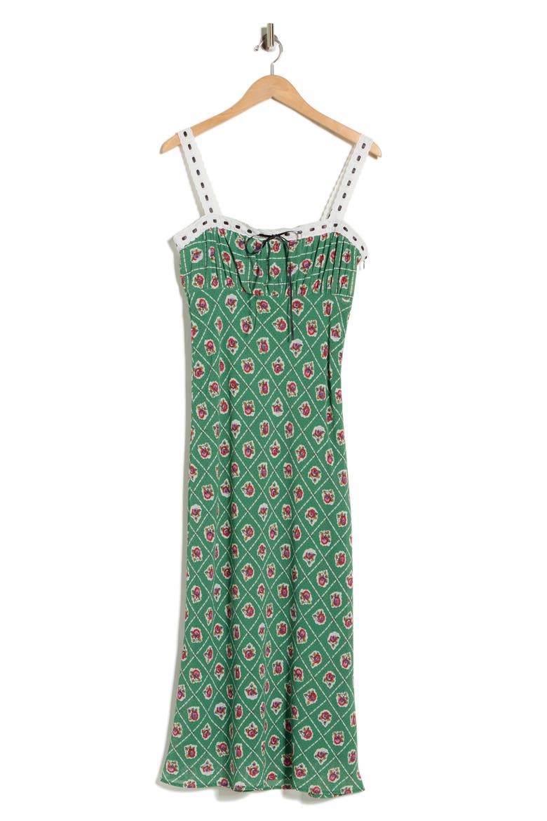 Floral Empire Waist Midi Dress, Alternate, color, GREEN SCARF
