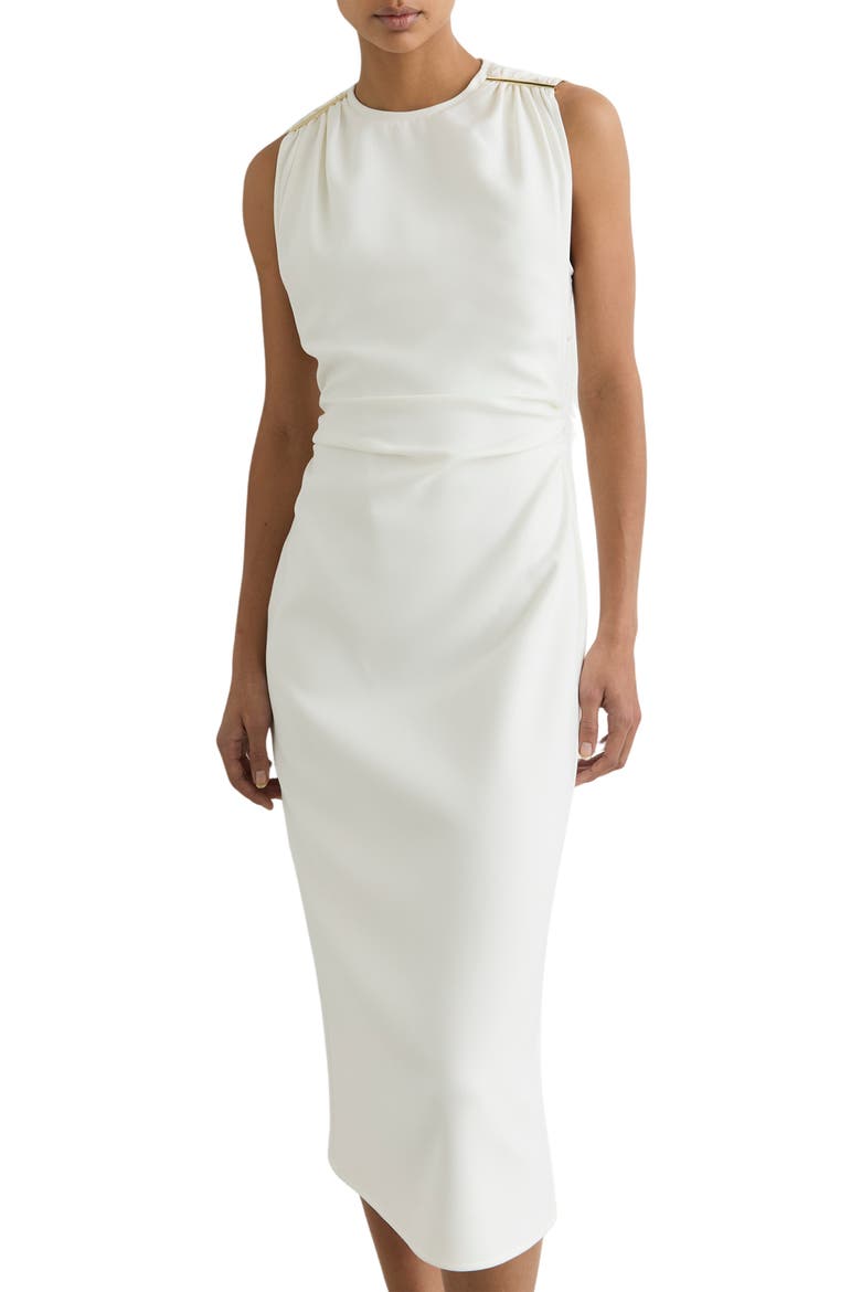 Bronte Ruched Sleeveless Midi Dress, Alternate, color, IVORY