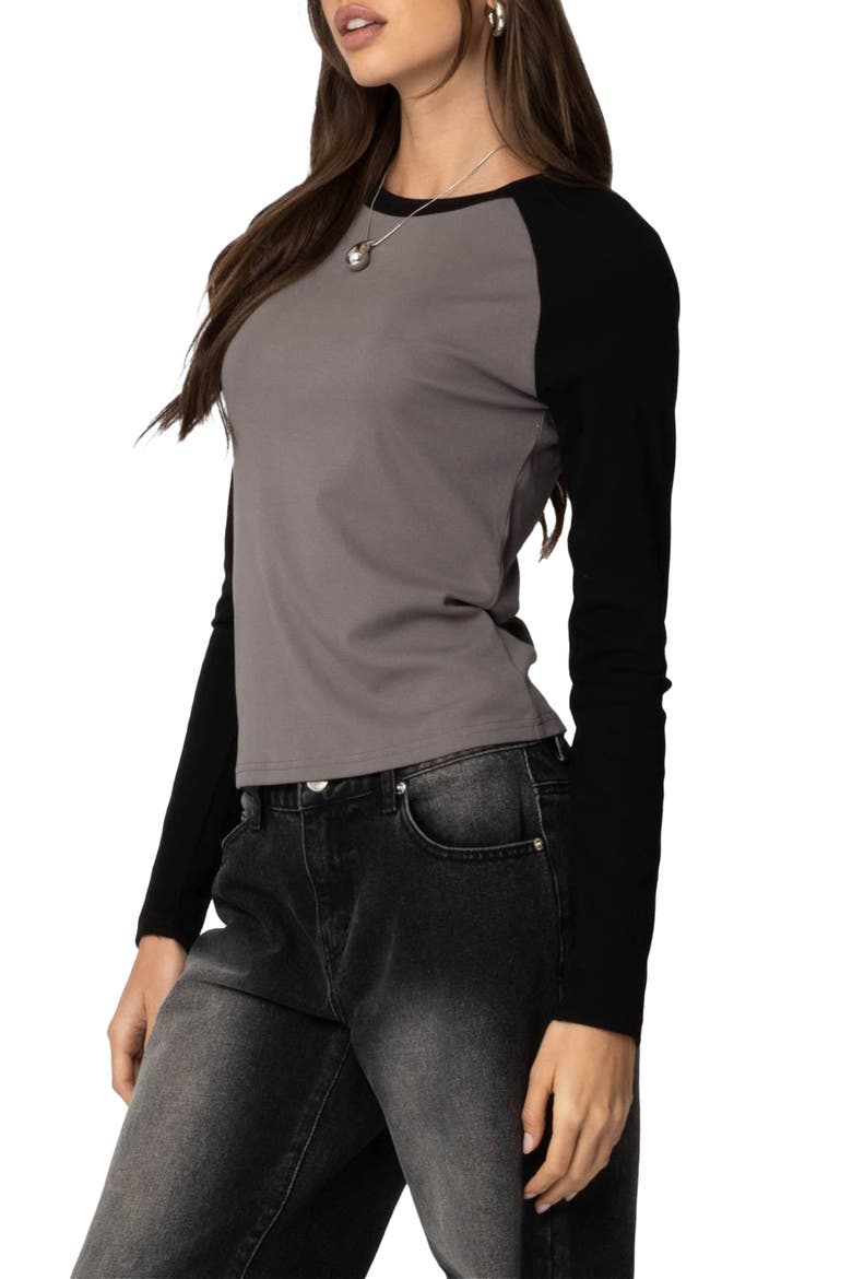 Tommi Stretch Cotton Baseball T-Shirt, Alternate, color, GRAY-AND-BLACK