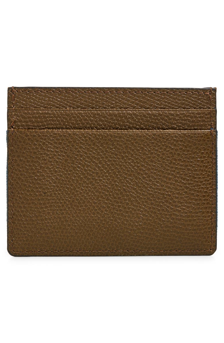 Valentino Garavani VLOGO Signature Embroidered Denim & Leather Card Case, Alternate, color, Blue Multi