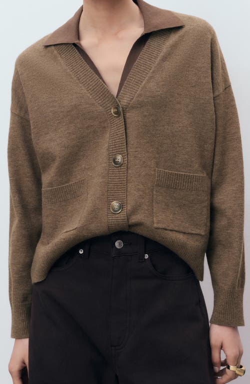 Mango V-neck Cardigan In Brown