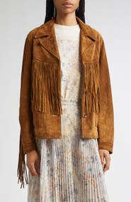 Golden Goose Journey Waxed Suede Fringe Jacket