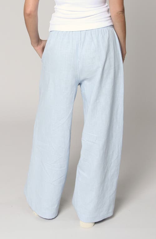Leisure Lab Linen Palazzo Pant In Blue