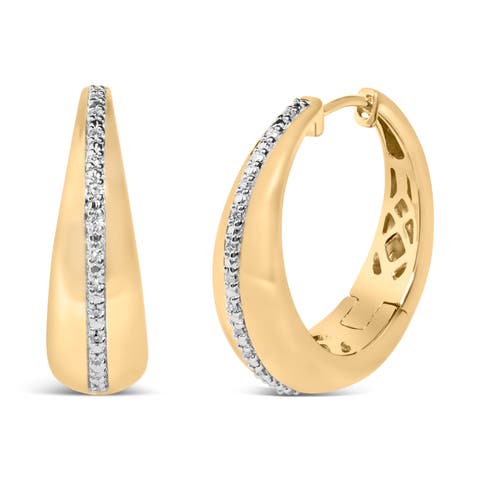 Gold Vermeil Diamond Accent Bold Hoop Earring