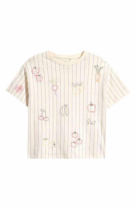 NEXT Kids' Stripe Embroidered Fruit Cotton Graphic T-Shirt