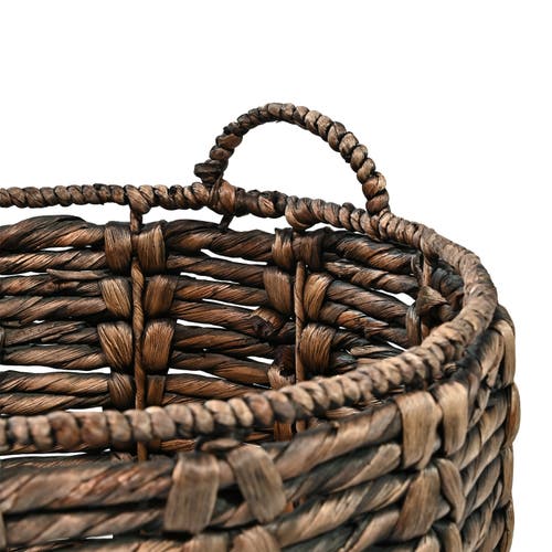 Happimess Laurel Bohemian Handwoven Abaca Hamper Basket With Handles In Brown
