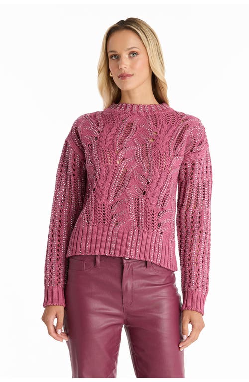 The Noli Shop Elea Crystal Knit Sweater In Pink
