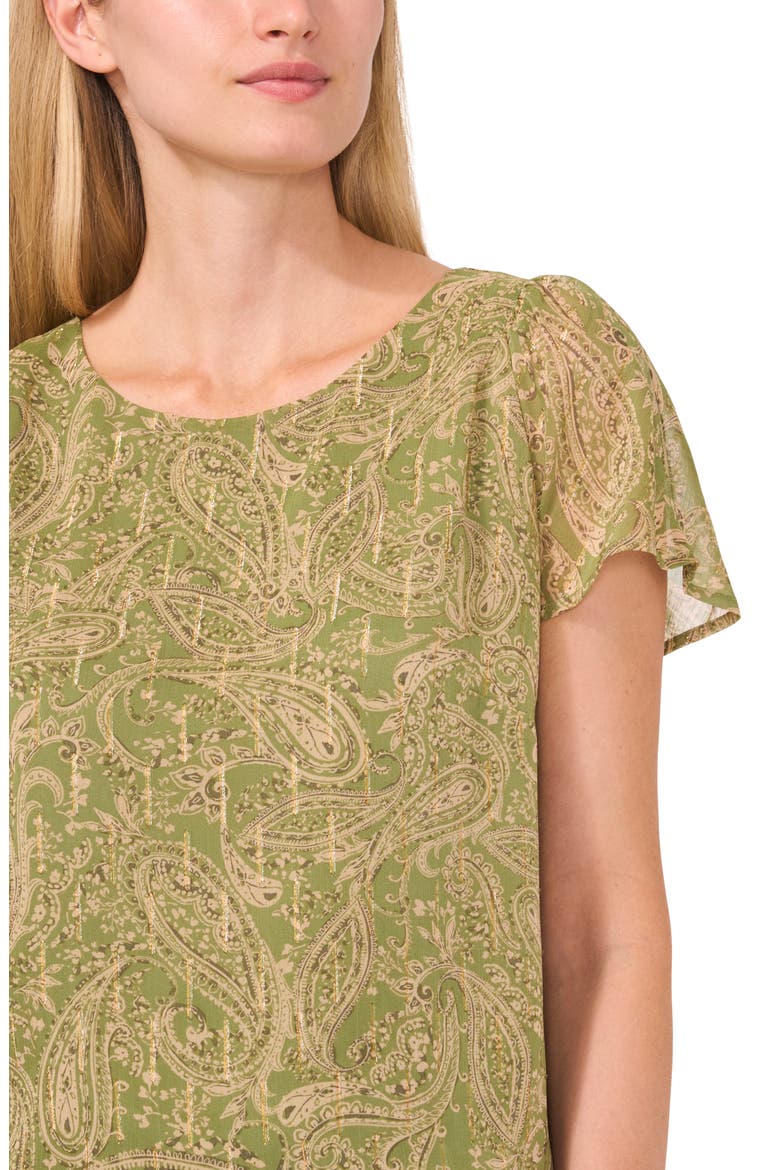 Print Flutter Sleeve Top, Alternate, color, GREEN