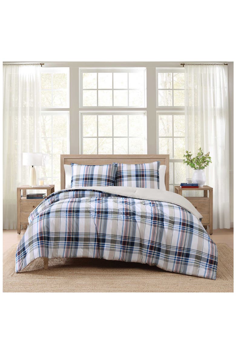 Waterbury Plaid Duvet Cover & Shams Set, Alternate, color, MEDIUM / DARK BLUE