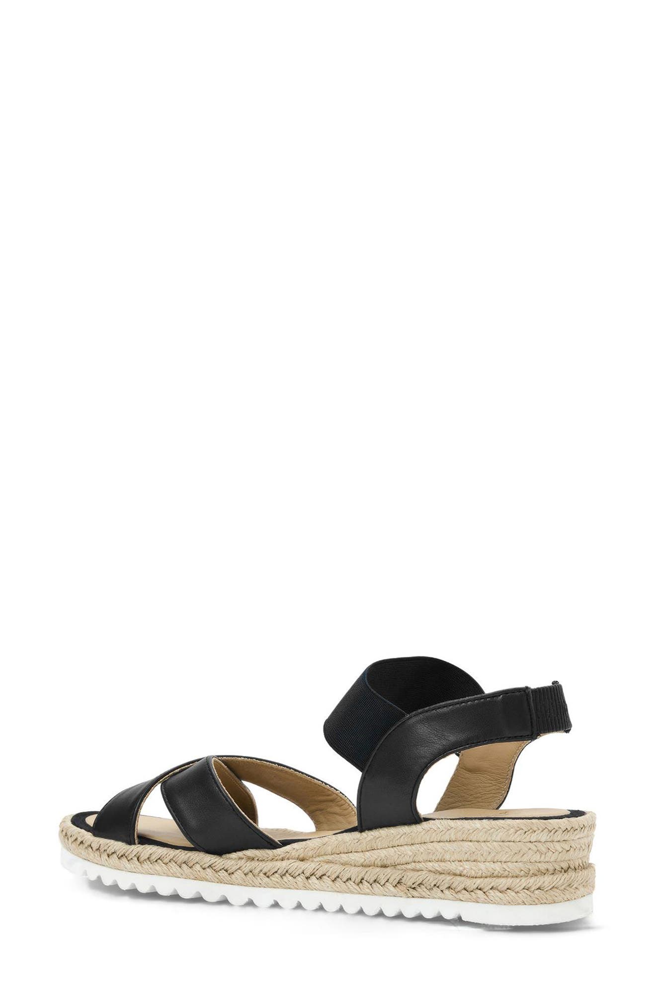 Aquatalia Almeria Weatherproof Slingback Espadrille Platform Wedge Sandal, Alternate, color, Black Leather