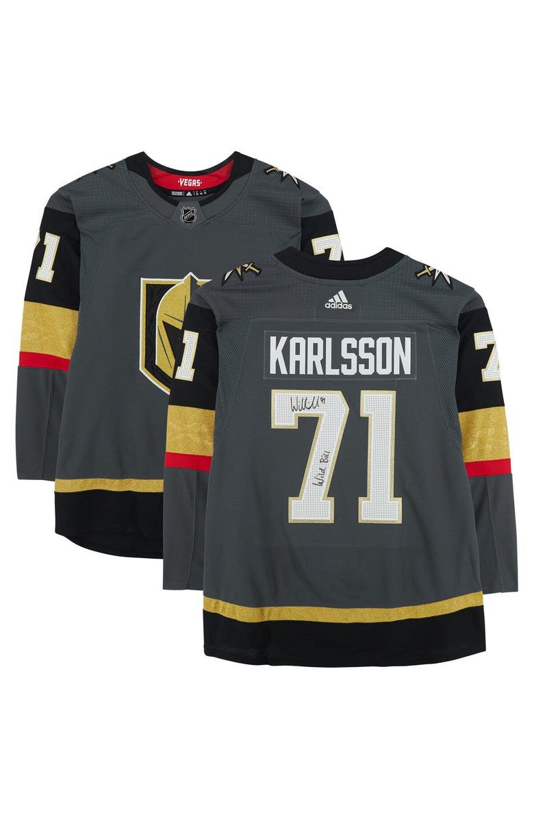 FANATICS AUTHENTIC William Karlsson Vegas Golden Knights Autographed Black Adidas Authentic Jersey with "Wild Bill" Inscription, Main, color, 