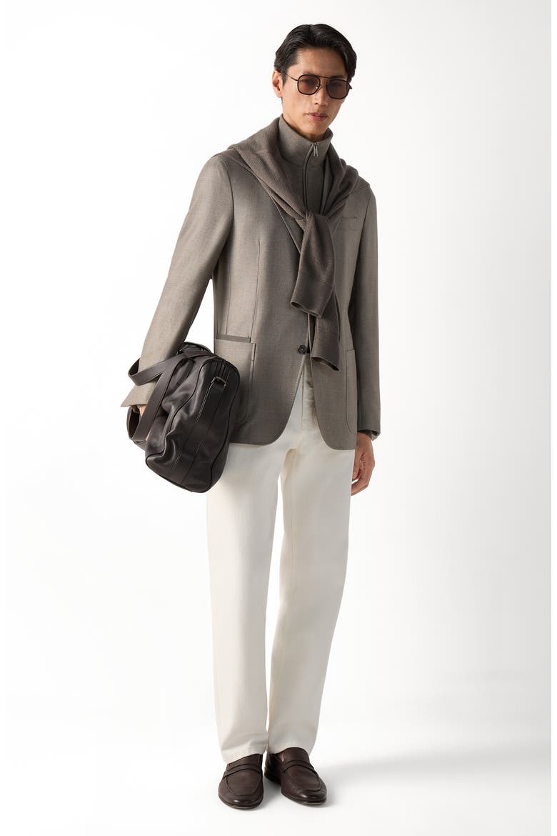 Oasi Cashmere Blend Sport Coat with Detachable Bib, Alternate, color, DARK TAUPE MELANGE