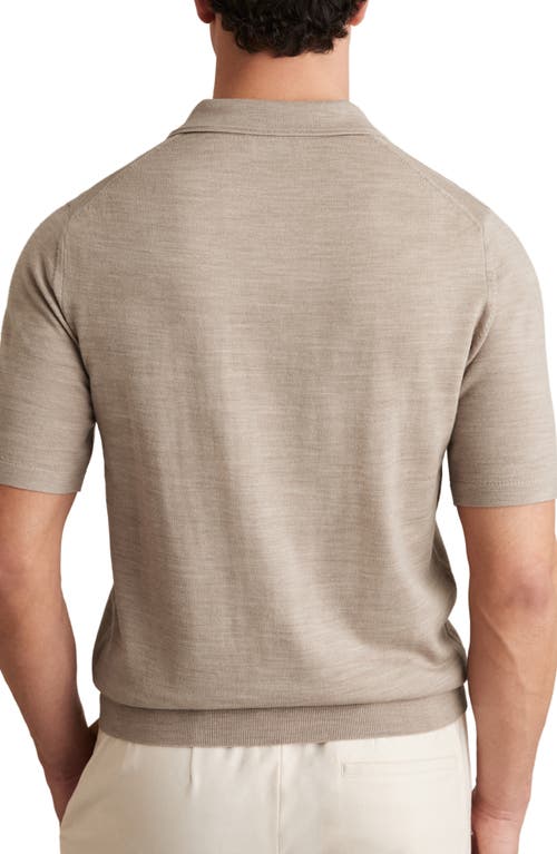 Reiss Duchie Short Sleeve Merino Wool Polo Sweater In Brown