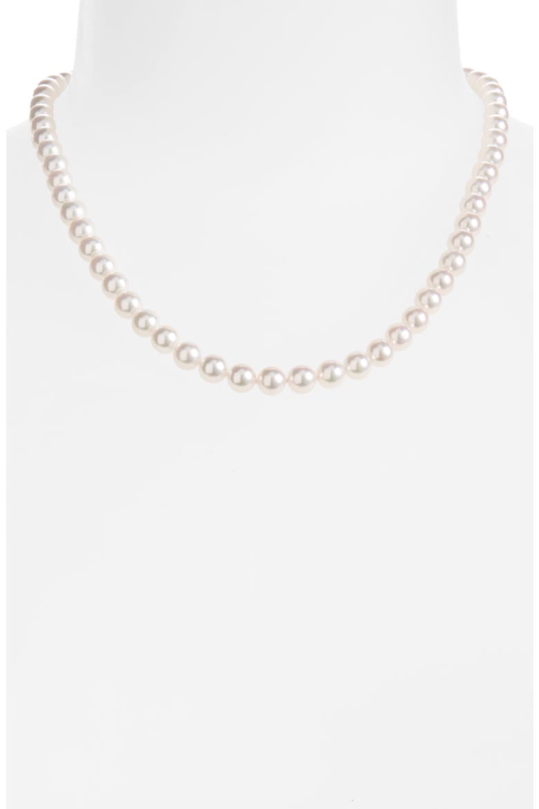 Cultured Pearl Necklace & Stud Earrings Set, Alternate, color, 18KW