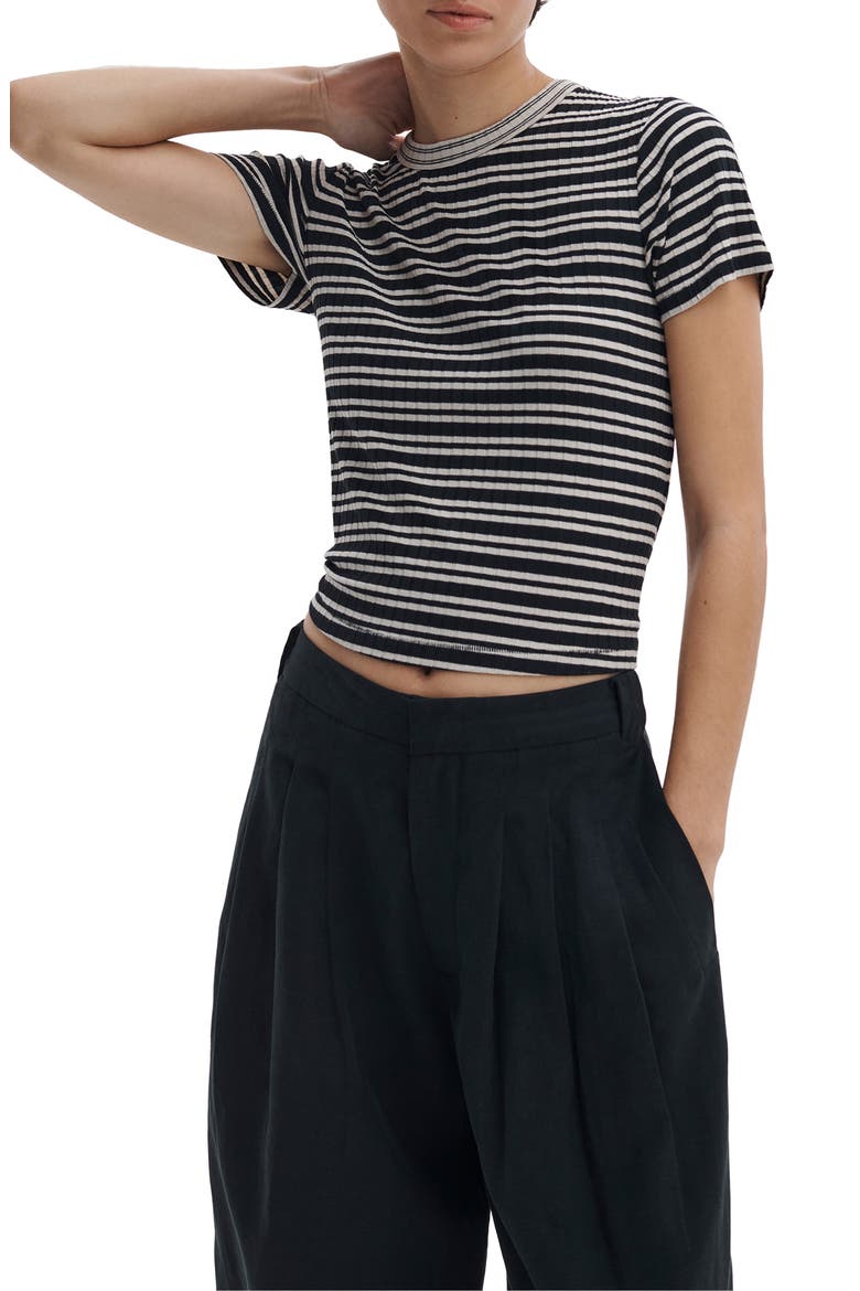 Luca Rib Stripe T-Shirt, Main, color, IVORY/BLACK MULTI
