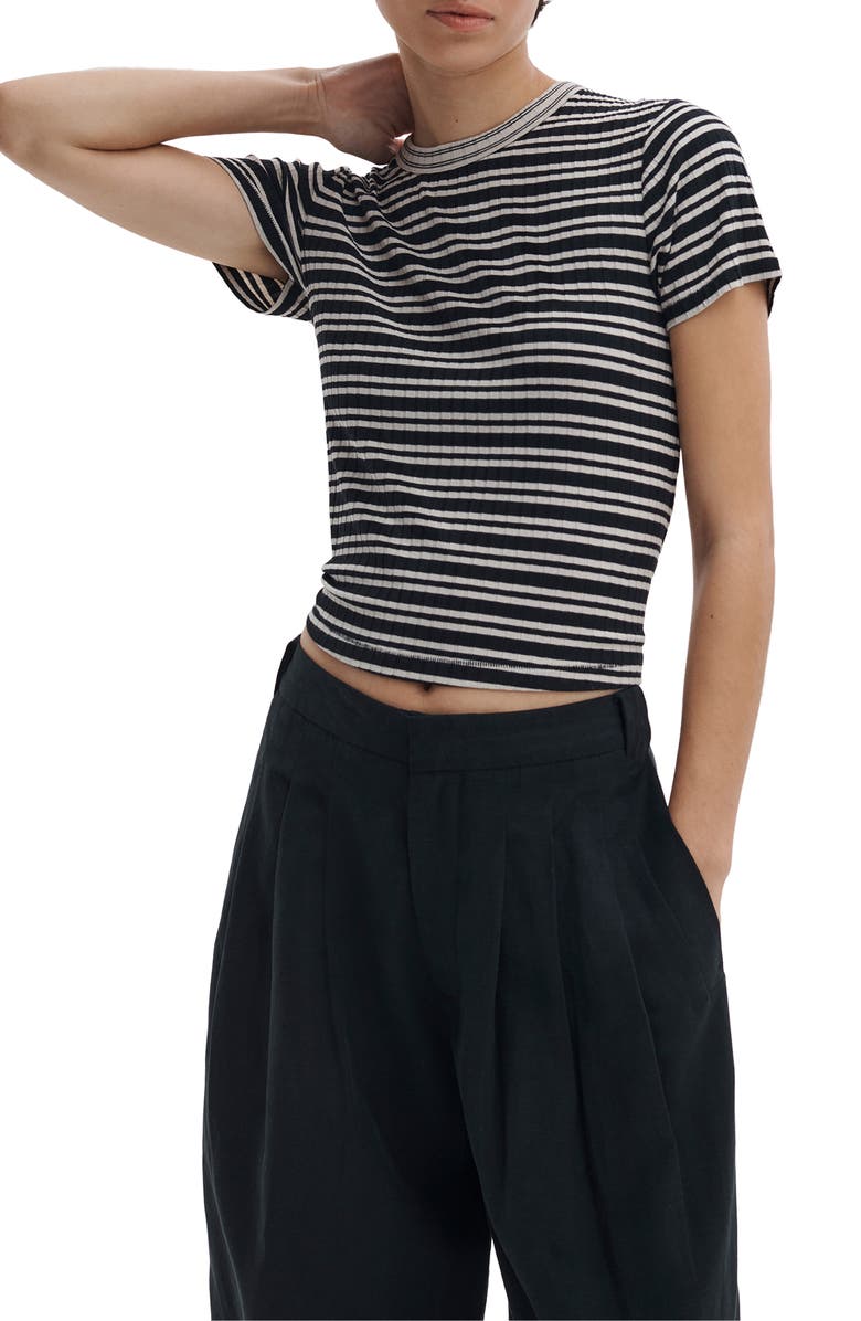 rag & bone Luca Rib Stripe T-Shirt, Main, color, Ivory/Black Multi