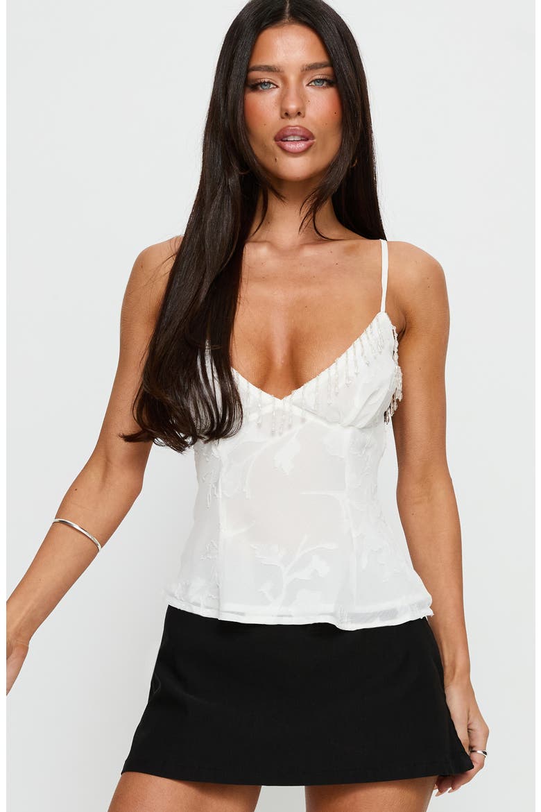 Roselea Beaded Cami Top, Alternate, color, WHITE