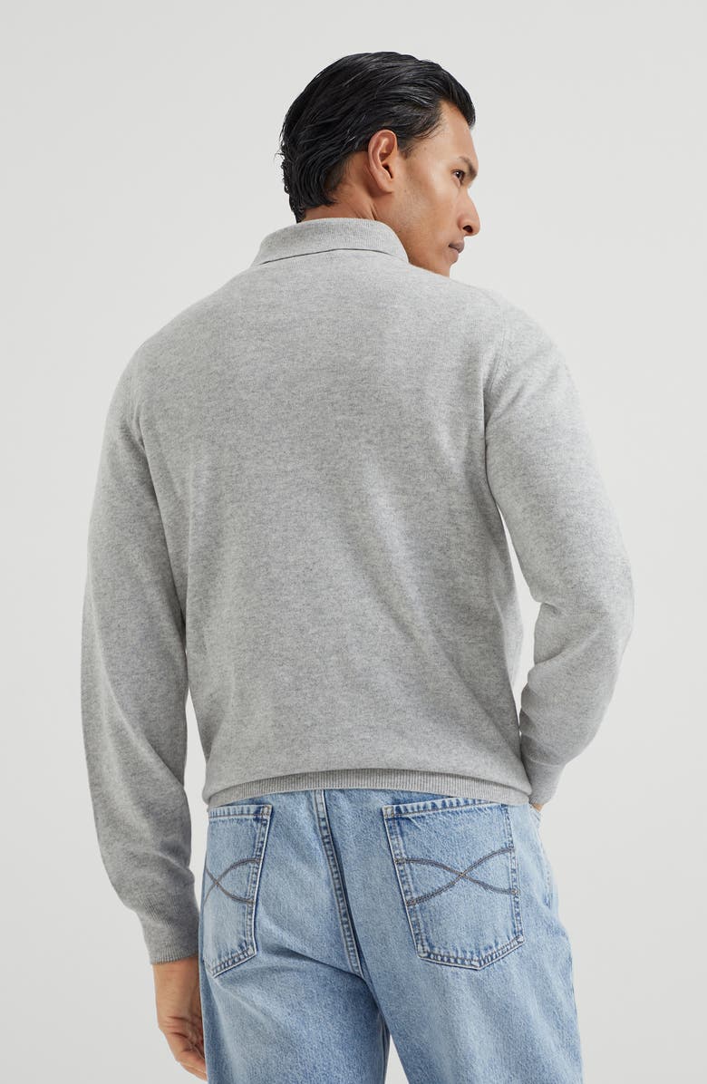 Brunello Cucinelli Polo-style sweater, Alternate, color, Light Grey