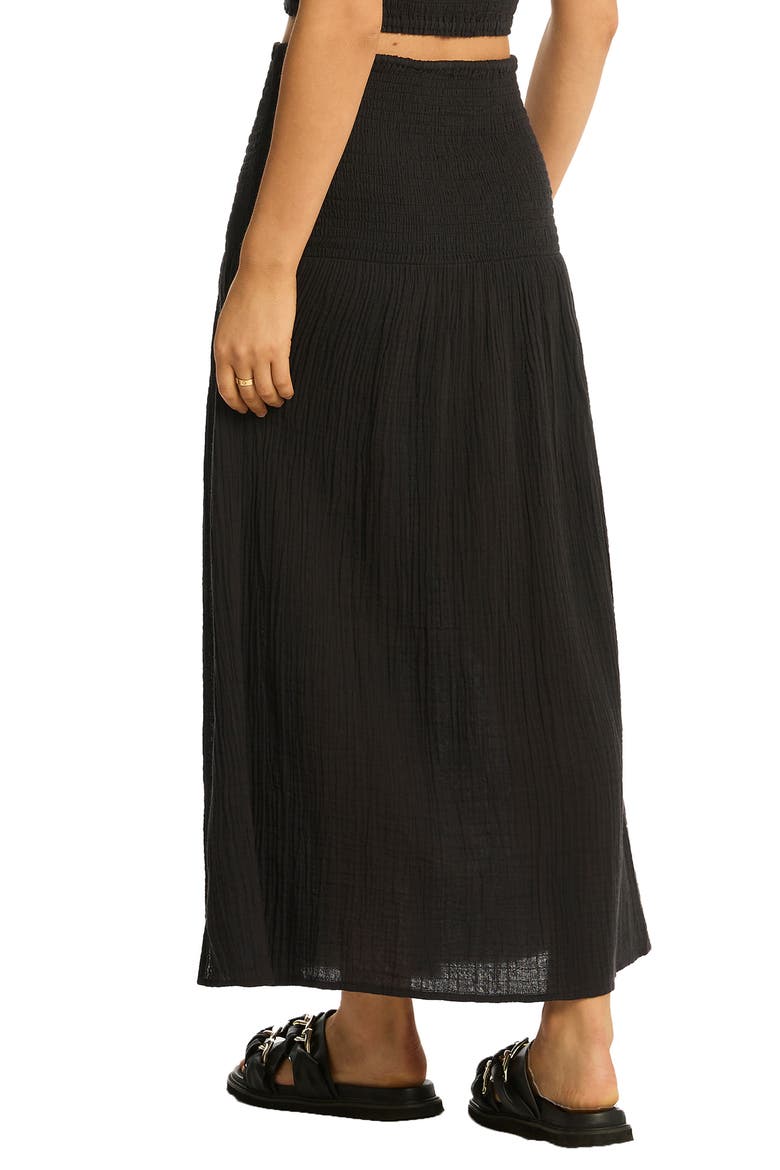 Sunset Beach Cotton Gauze Cover-Up Skirt, Alternate, color, BLACK