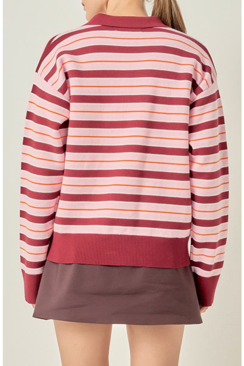 Striped Polo Sweater, Alternate, color, BURGUNDY MULTI