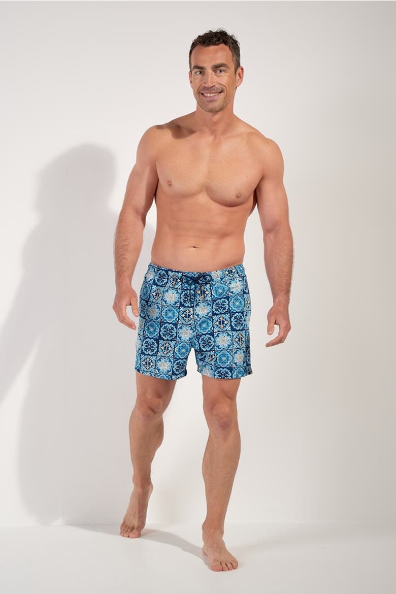 Maiolica Beach Boxer, Alternate, color, Blue Print