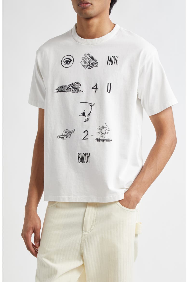 Rebus Embroidered T-Shirt, Main, color, CREAM