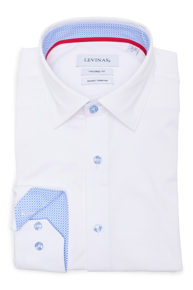 Tailored Fit Solid Cotton Dress Shirt, Alternate, color, LT BLUE